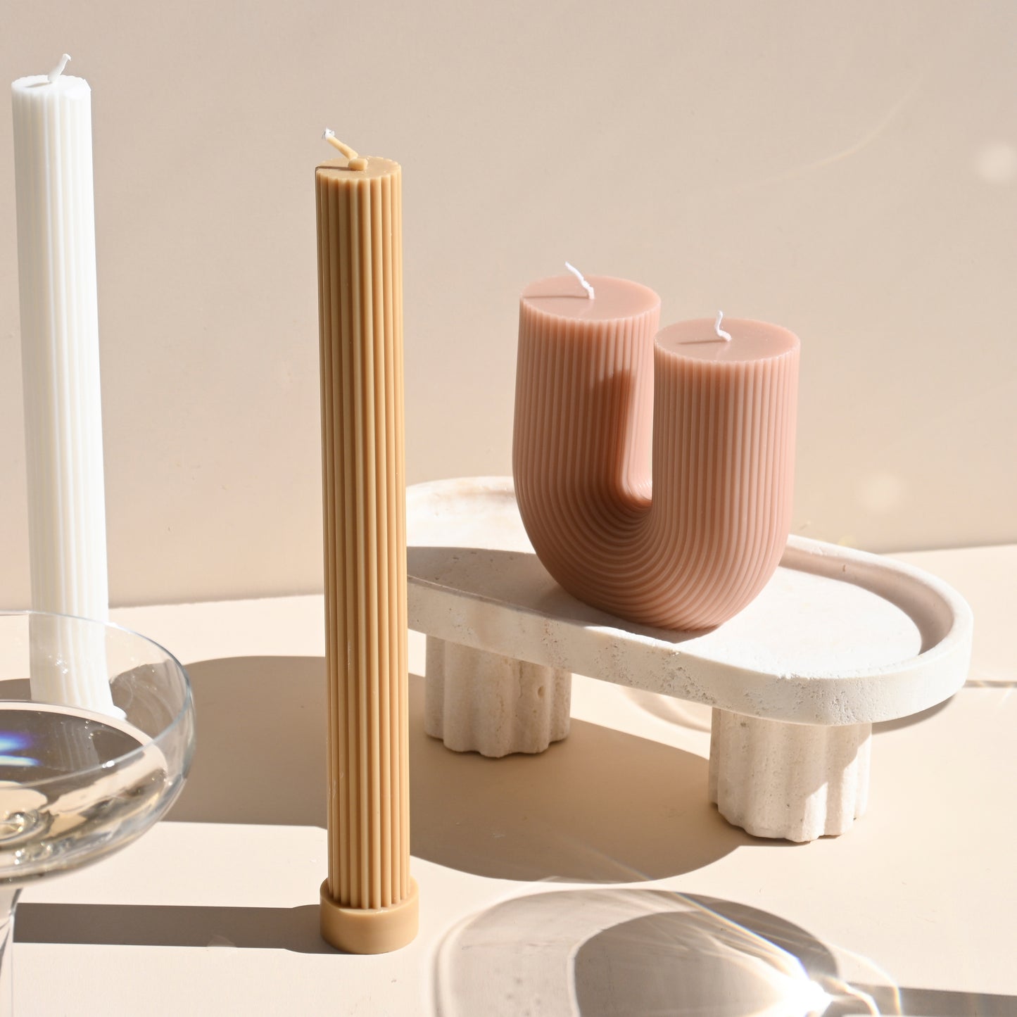 Column Tray - Oval / Travertine