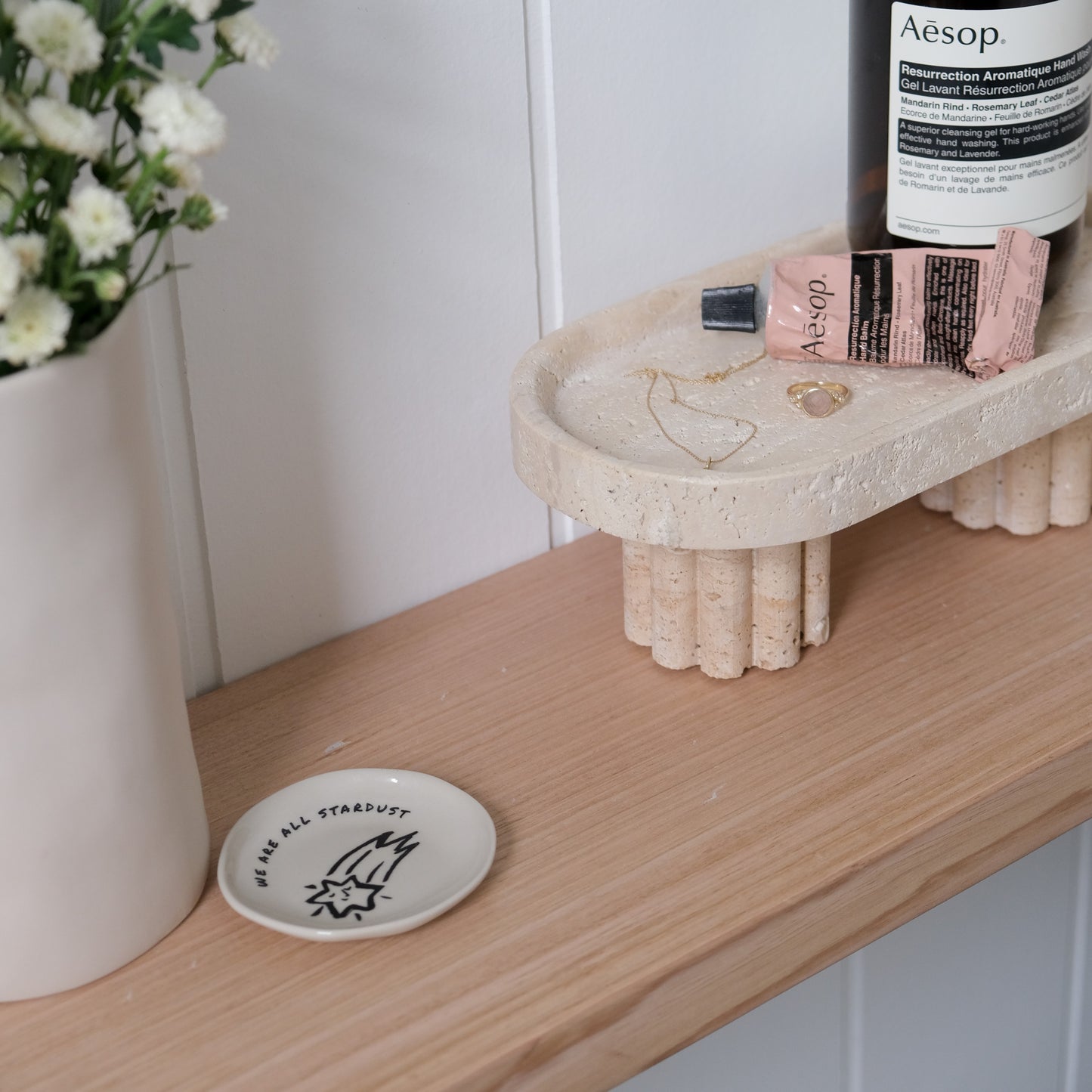 Column Tray - Oval / Travertine