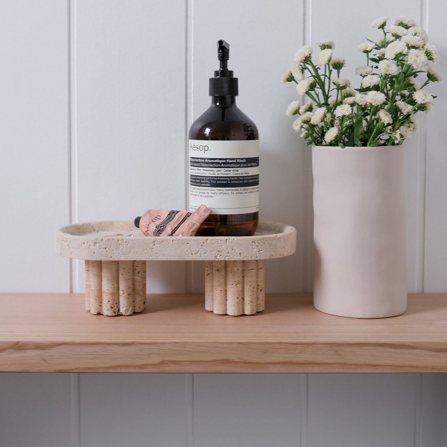 Column Tray - Oval / Travertine