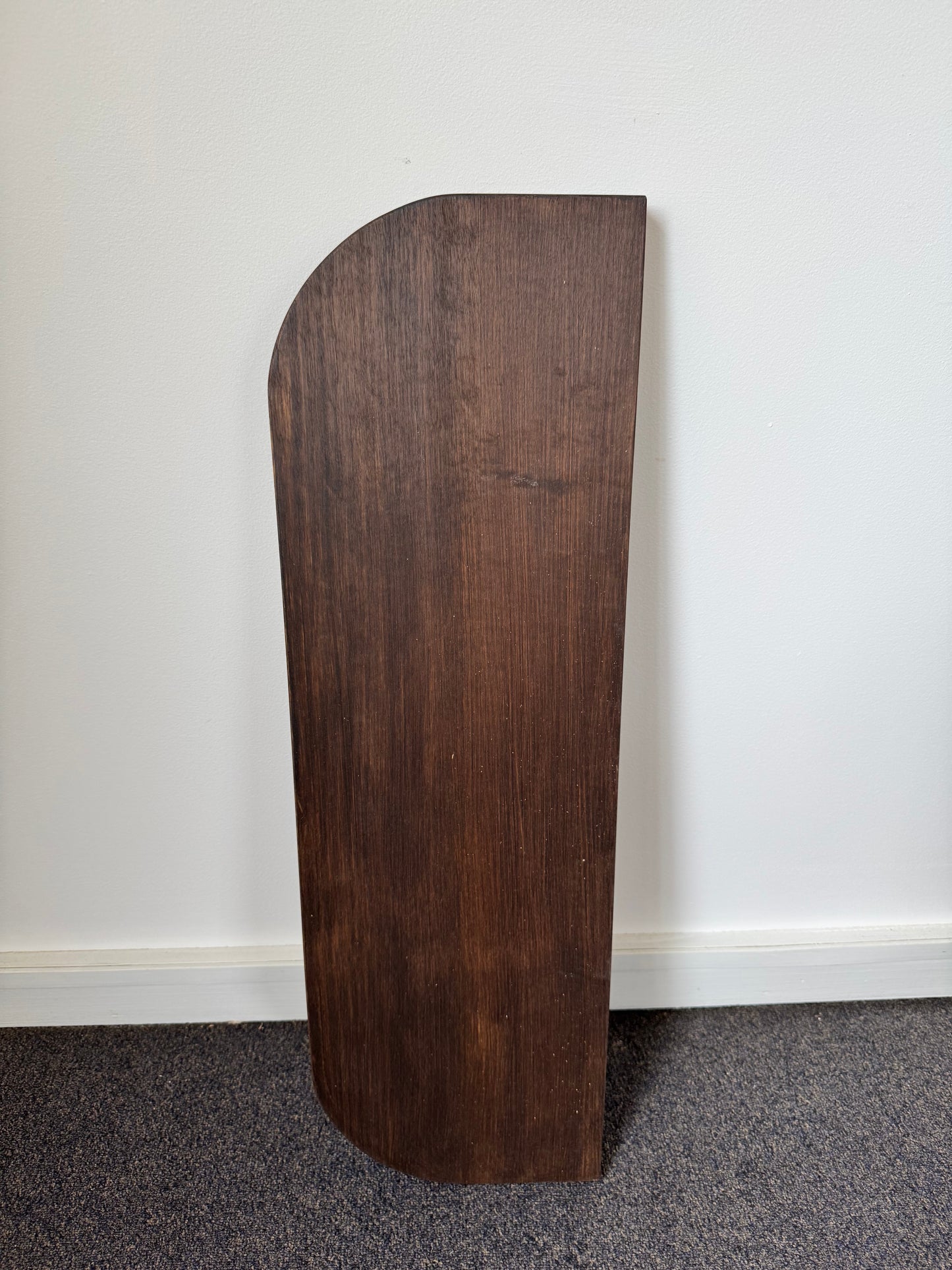 Curved Floating Shelf in Walnut stain - 285mm x 795mm - warehouse sale