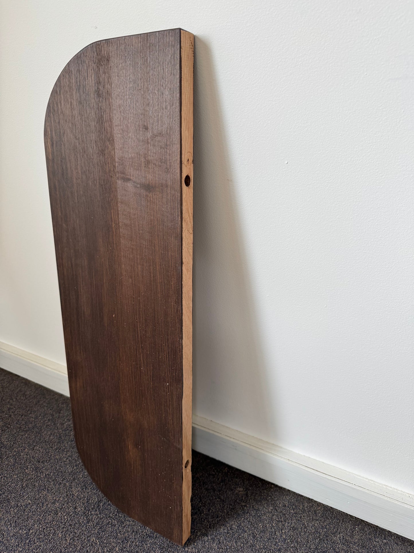 Curved Floating Shelf in Walnut stain - 285mm x 795mm - warehouse sale