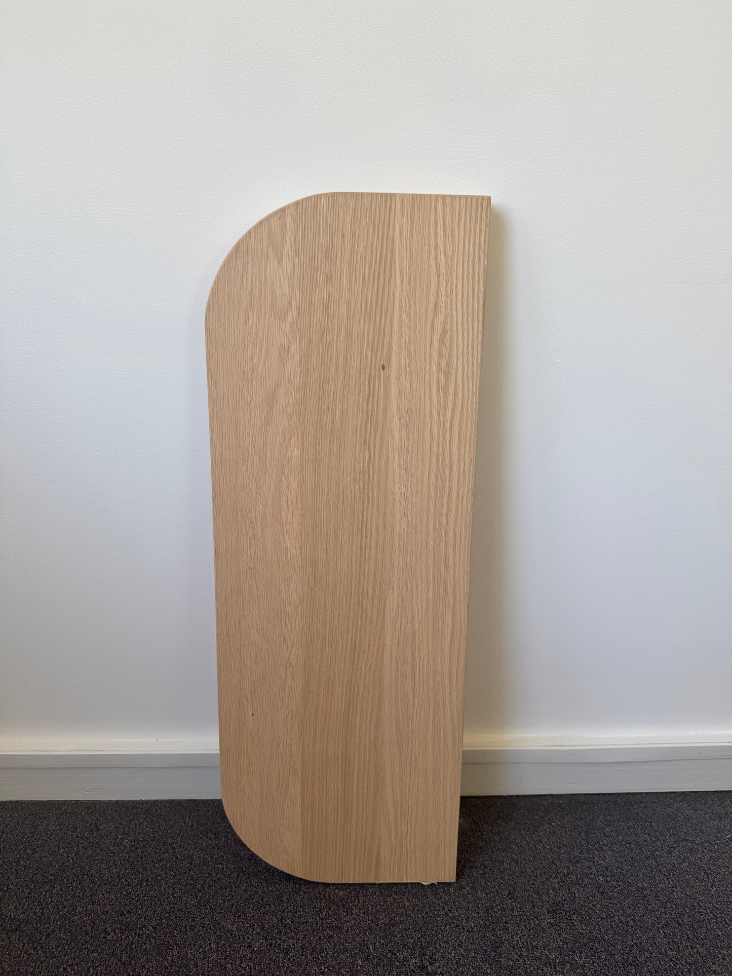 Curved floating shelf in American Oak - 285mm x 800mm - warehouse sale