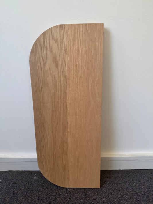 Curved floating shelf in American Oak - 285mm x 700mm - warehouse sale