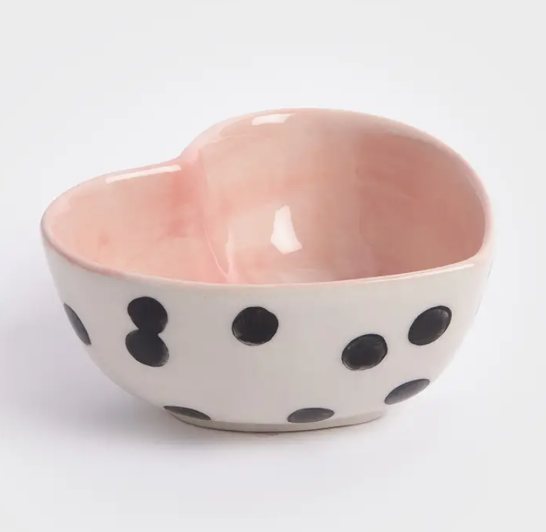 Heart shape dotty trinket bowl