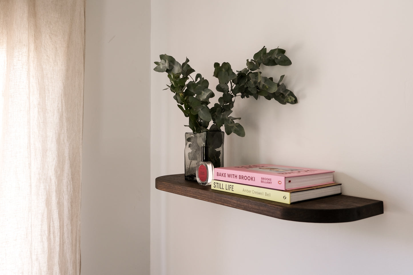 Curved Floating Shelf Walnut stain