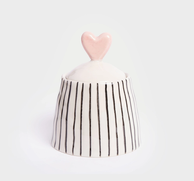 Stripe small jar heart with lid