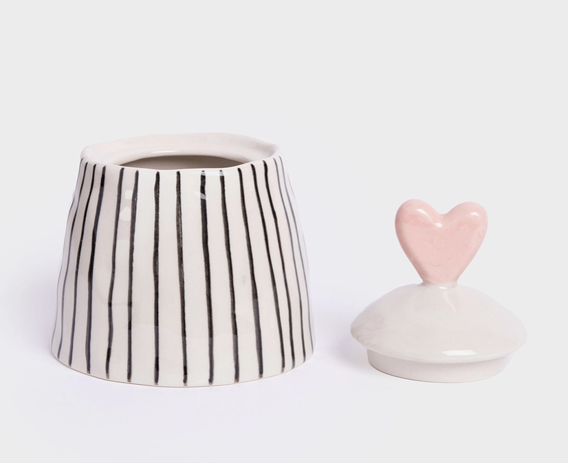 Stripe small jar heart with lid