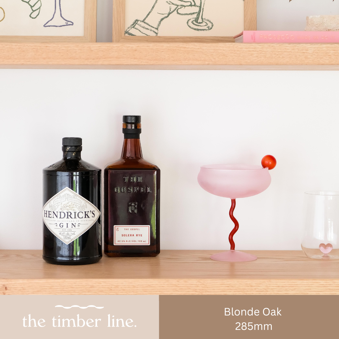 blonde oak floating shelf