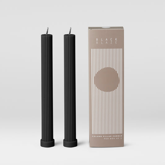 Column Pillar Candle Duo- Black