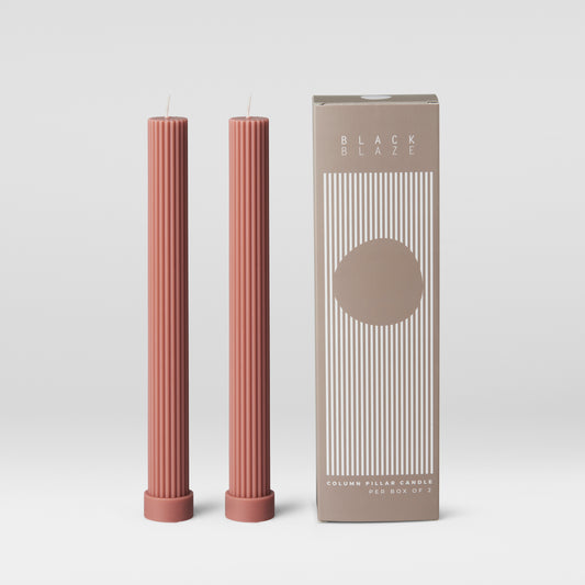 Column Pillar Candle Duo - Peach