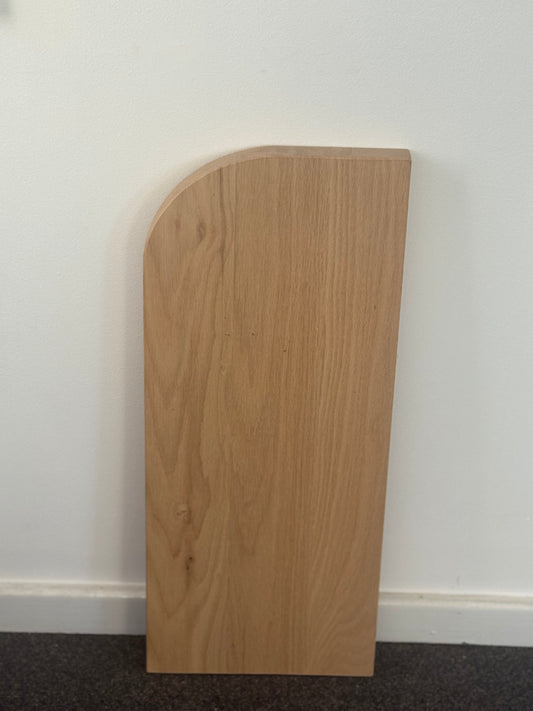 Curved (one end) Floating Shelf in American Oak - 285mm x 657mm - warehouse sale
