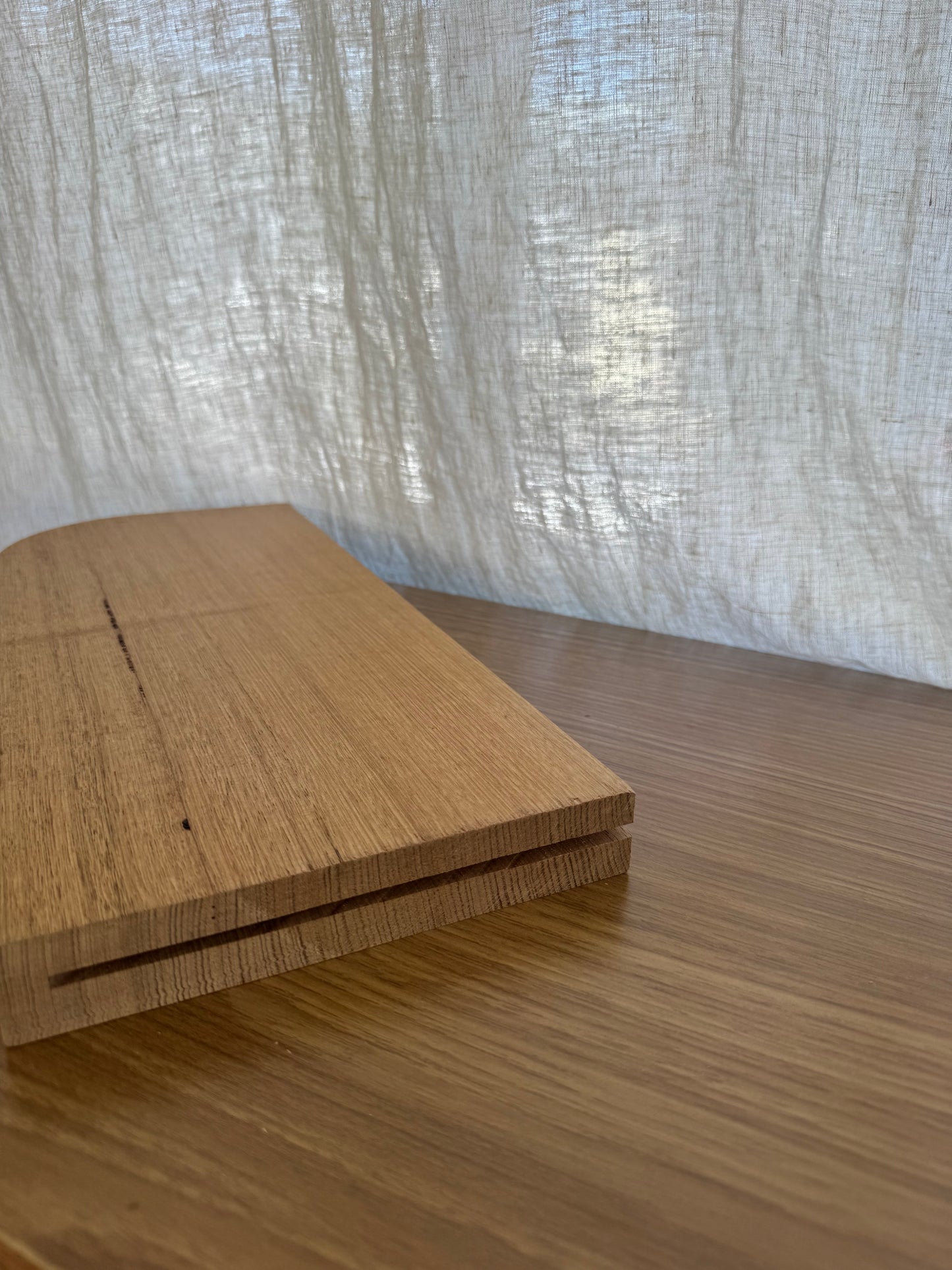 Curved Floating Shelf in Tasmanian Oak (one end curved) - 180mm x 415mm - warehouse sale