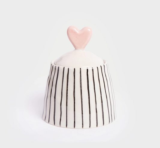 Stripe small jar heart with lid