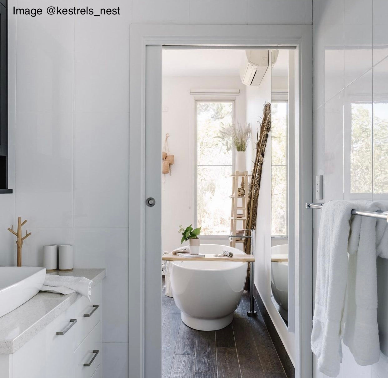 whitish look of washroom and bath caddy